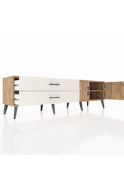 Hyperion TV Ünitesi Tek Raflı 2 Çekmeceli 2 Kapaklı 176x44x51 Çam-Çam/Aytaşı