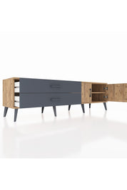 Hyperion TV Ünitesi Tek Raflı 2 Çekmeceli 2 Kapaklı 176x44x51 Çam-Çam/Antrasit