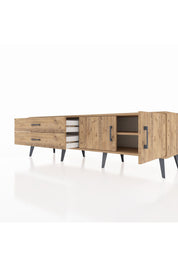 Hyperion TV Ünitesi Tek Raflı 2 Çekmeceli 2 Kapaklı 176x44x51 Çam-Çam/Çam