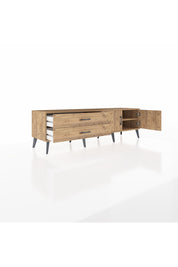 Hyperion TV Ünitesi Tek Raflı 2 Çekmeceli 2 Kapaklı 176x44x51 Çam-Çam/Çam