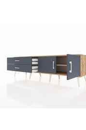 Hyperion TV Ünitesi Tek Raflı 2 Çekmeceli 2 Kapaklı 176x44x51 Çam-Antrasit/Antrasit