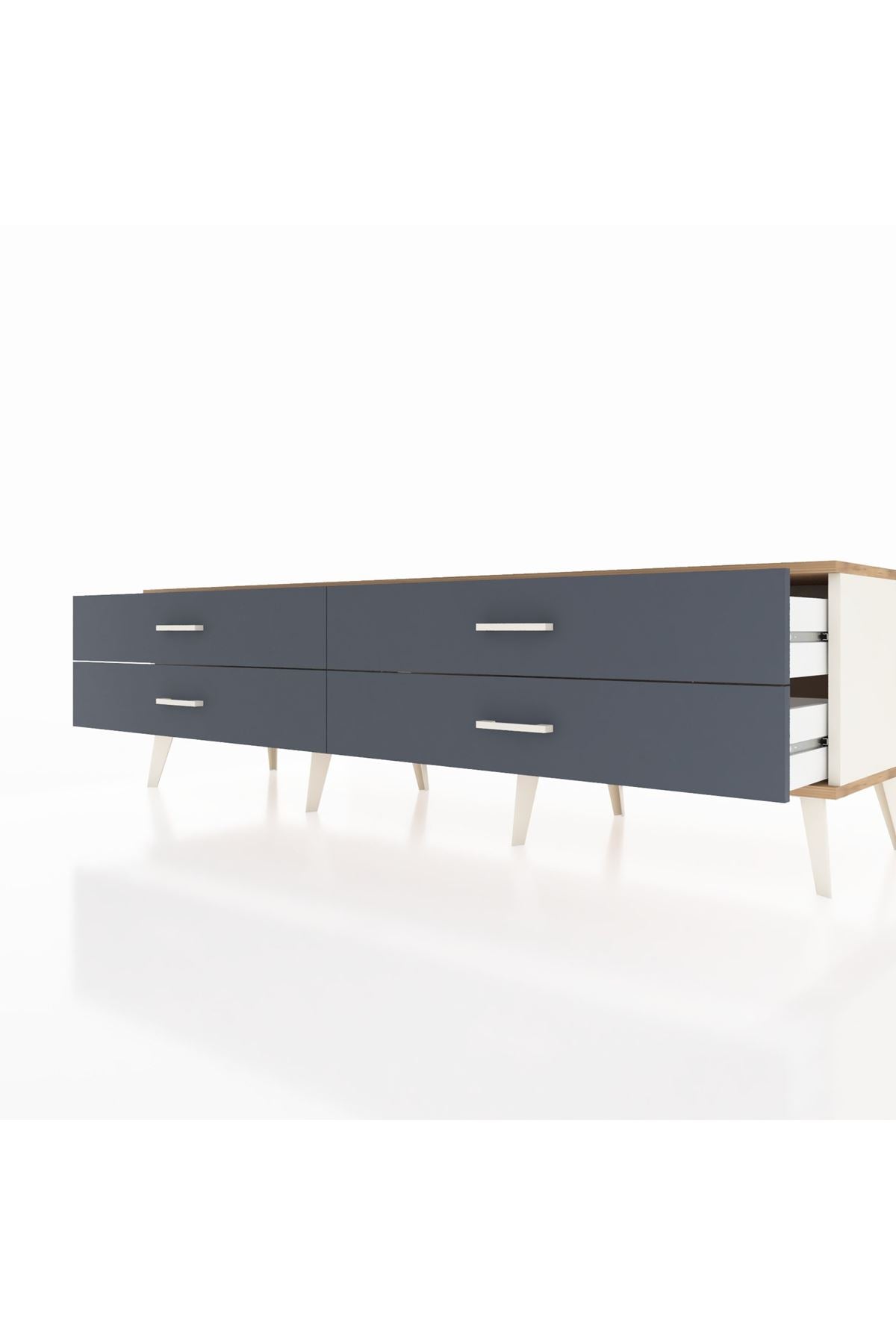 Hyperion TV Ünitesi 4 Çekmeceli  176x44x51 Aytaşı-Çam/Antrasit