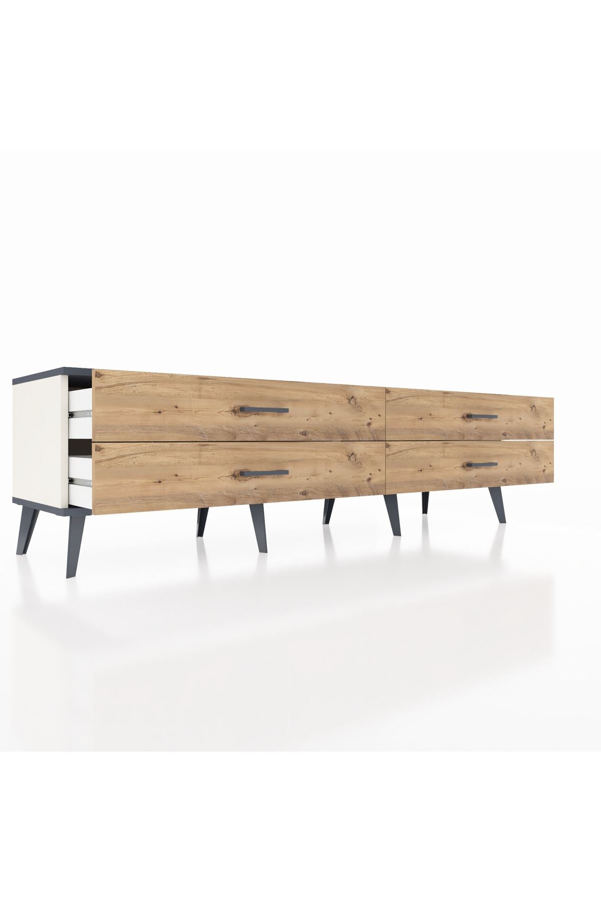 Hyperion TV Ünitesi 4 Çekmeceli  176x44x51 Aytaşı-Antrasit/Çam