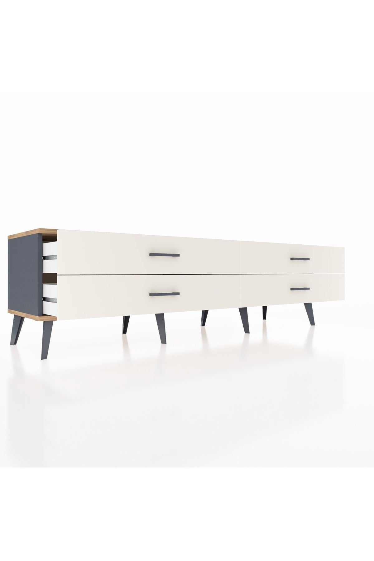 Hyperion TV Ünitesi 4 Çekmeceli  176x44x51 Antrasit-Çam/Aytaşı