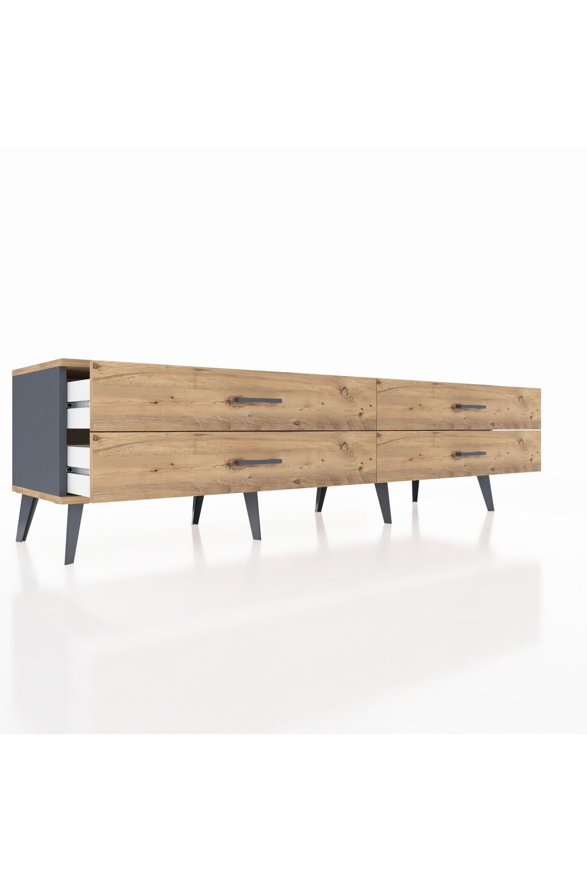 Hyperion TV Ünitesi 4 Çekmeceli  176x44x51 Antrasit-Çam/Çam