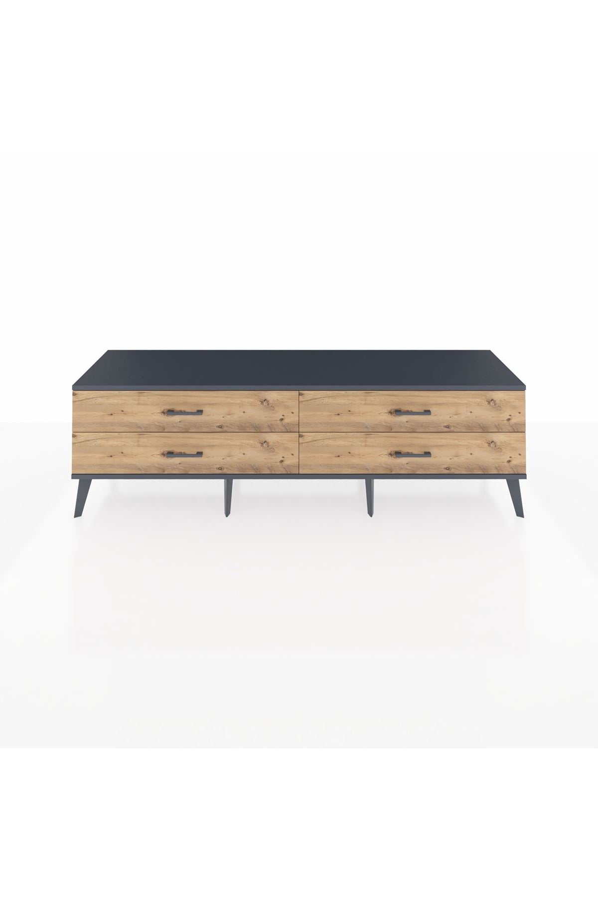 Hyperion TV Ünitesi 4 Çekmeceli  176x44x51 Antrasit-Antrasit/Çam