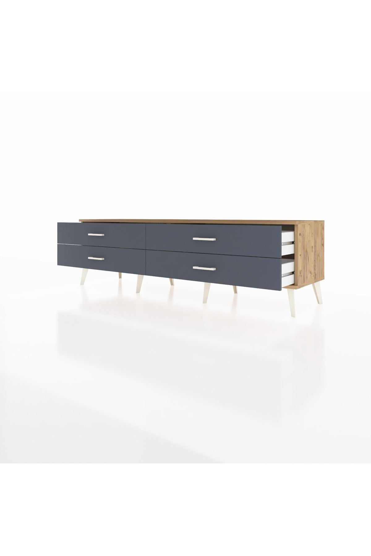 Hyperion TV Ünitesi 4 Çekmeceli  176x44x51 Çam-Çam/Antrasit