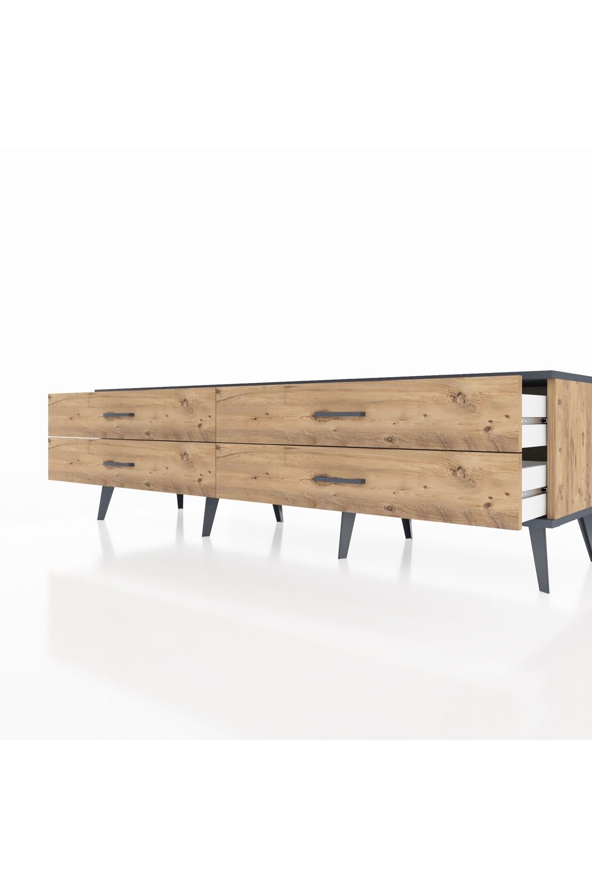 Hyperion TV Ünitesi 4 Çekmeceli  176x44x51 Çam-Antrasit/Çam