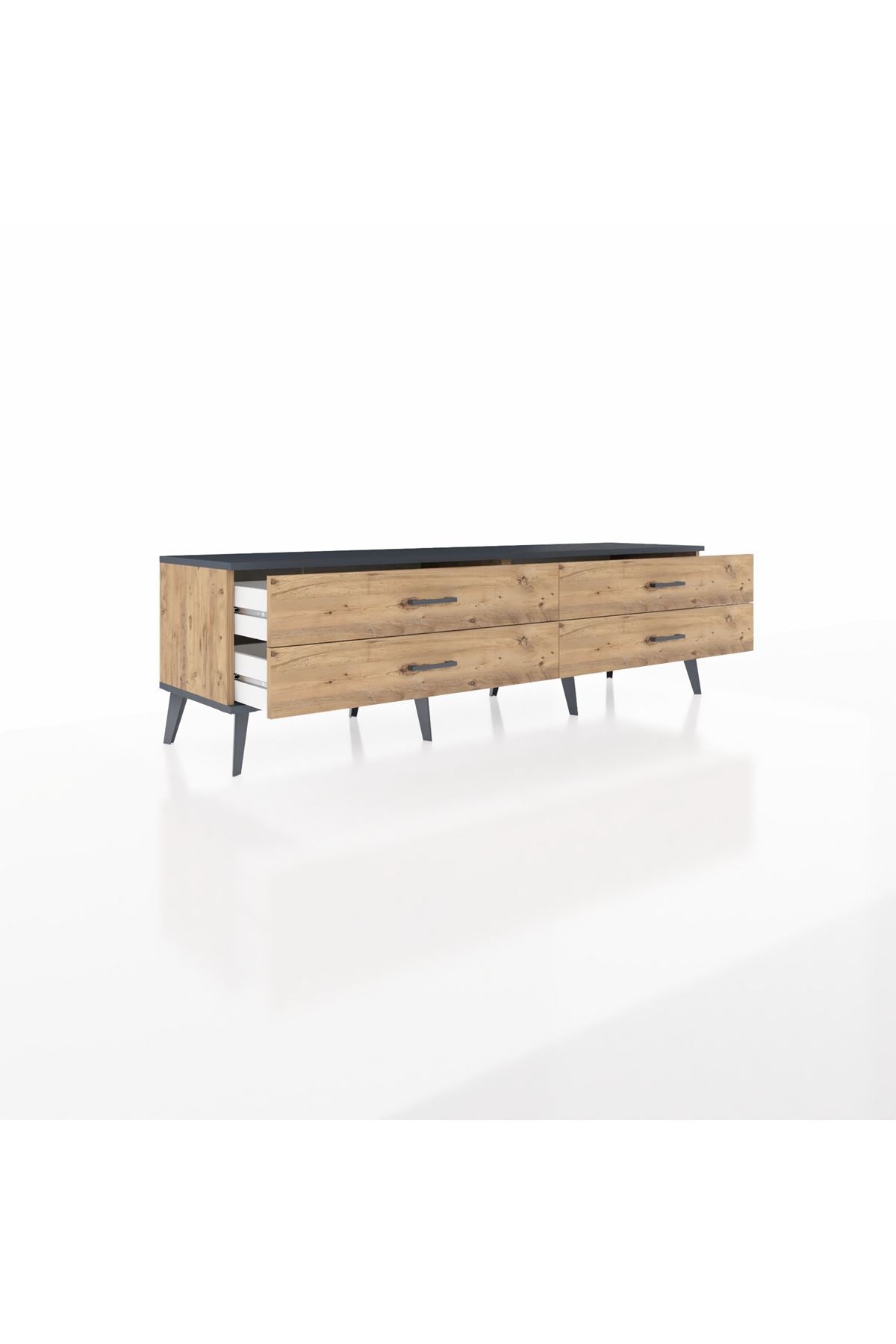 Hyperion TV Ünitesi 4 Çekmeceli  176x44x51 Çam-Antrasit/Çam