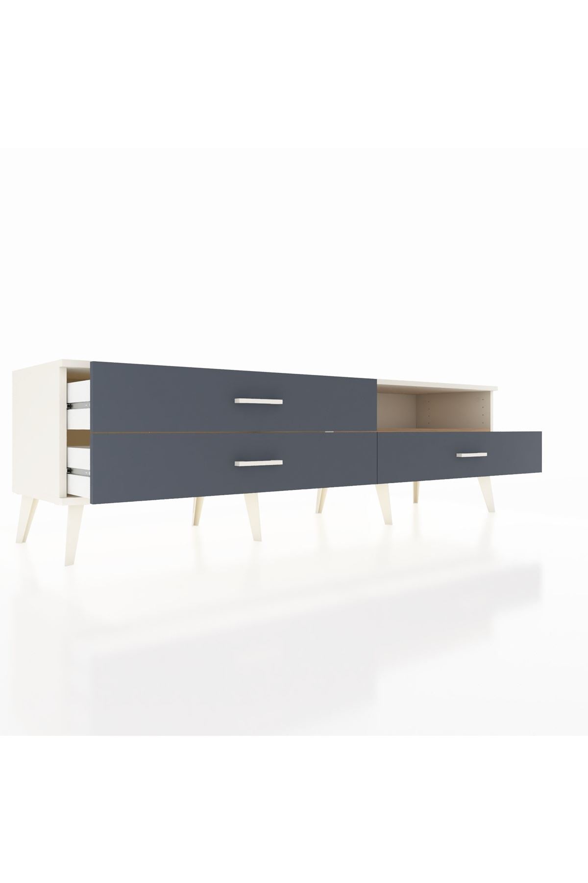 Hyperion TV Ünitesi Tek Raflı 3 Çekmeceli  176x44x51 Aytaşı-Çam/Antrasit