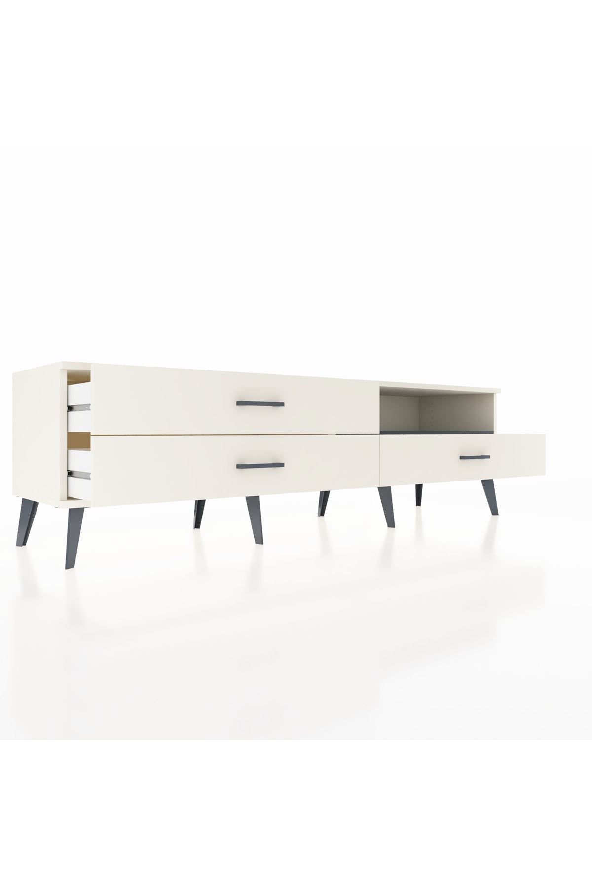 Hyperion TV Ünitesi Tek Raflı 3 Çekmeceli  176x44x51 Aytaşı-Antrasit/Aytaşı