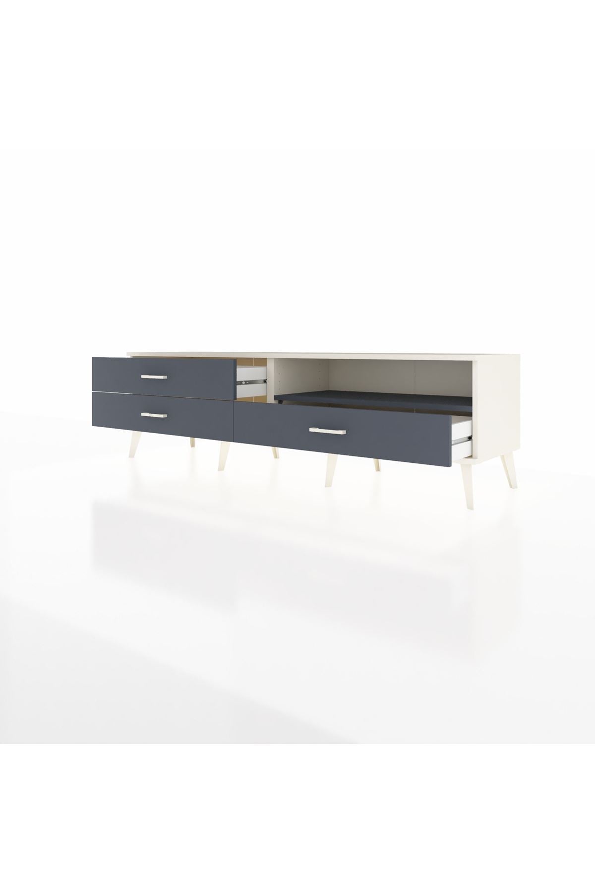 Hyperion TV Ünitesi Tek Raflı 3 Çekmeceli  176x44x51 Aytaşı-Antrasit/Antrasit