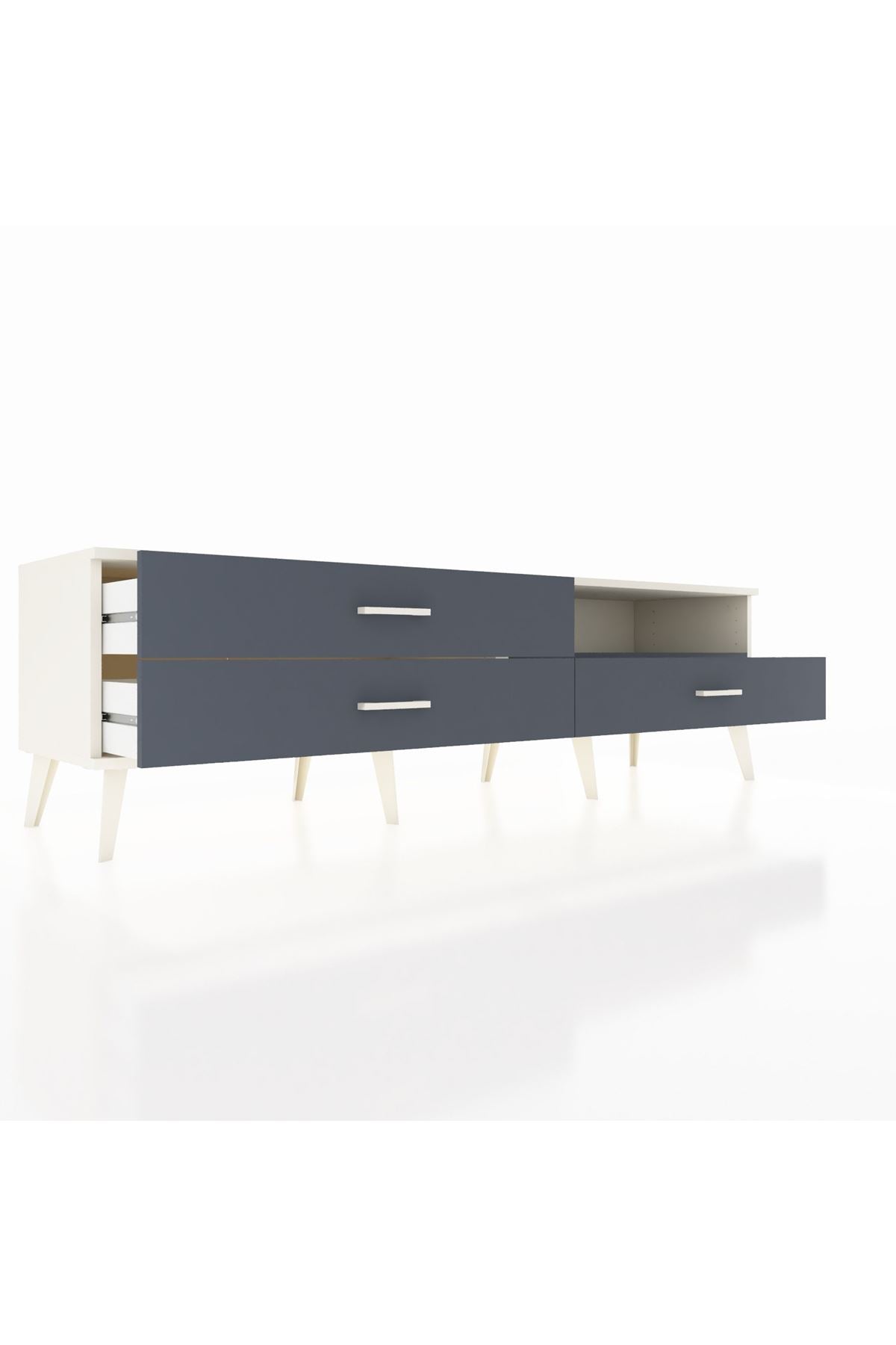 Hyperion TV Ünitesi Tek Raflı 3 Çekmeceli  176x44x51 Aytaşı-Antrasit/Antrasit