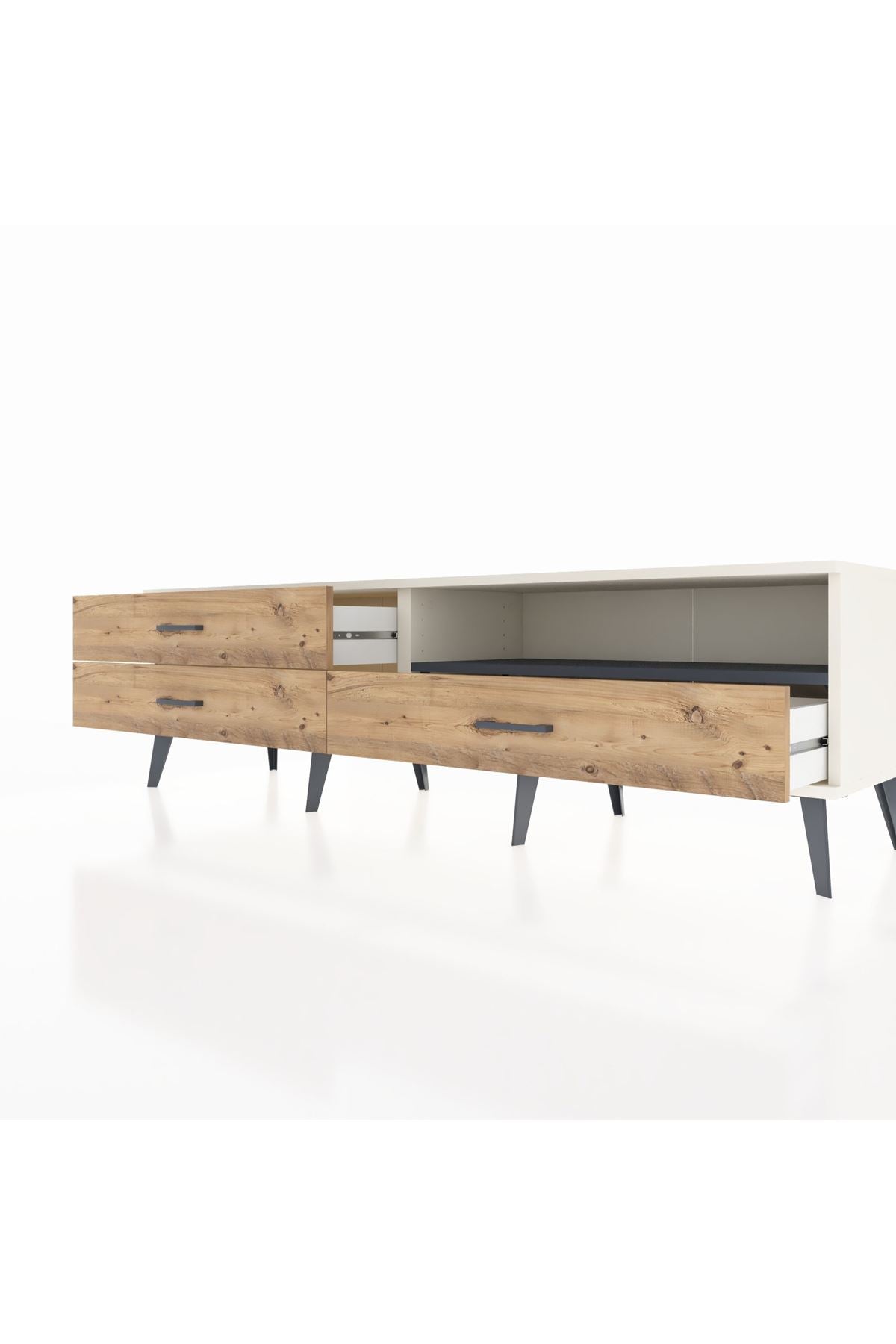 Hyperion TV Ünitesi Tek Raflı 3 Çekmeceli  176x44x51 Aytaşı-Antrasit/Çam