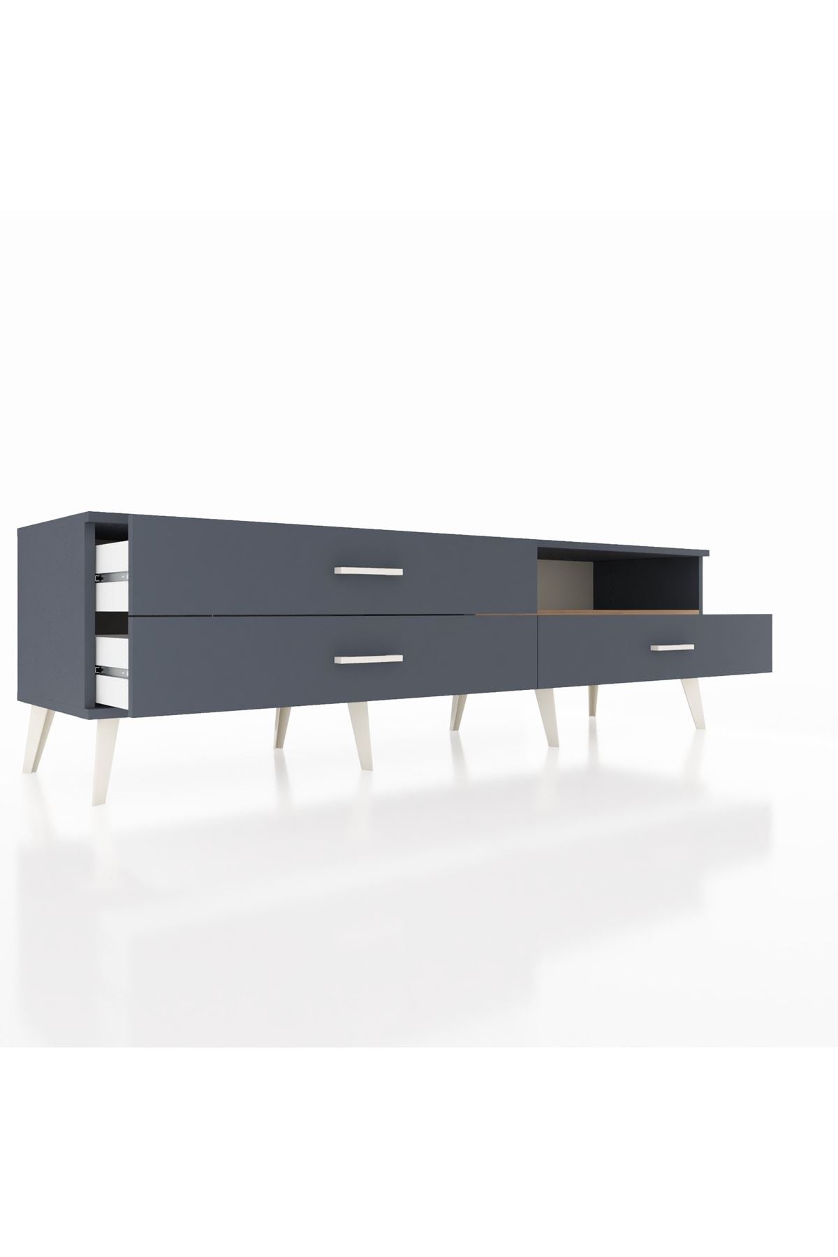 Hyperion TV Ünitesi Tek Raflı 3 Çekmeceli  176x44x51 Antrasit-Çam/Antrasit