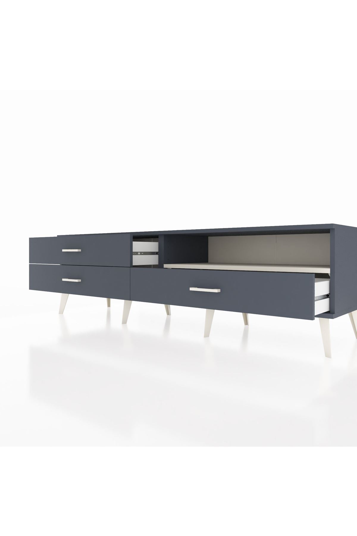 Hyperion TV Ünitesi Tek Raflı 3 Çekmeceli  176x44x51 Antrasit-Aytaşı/Antrasit