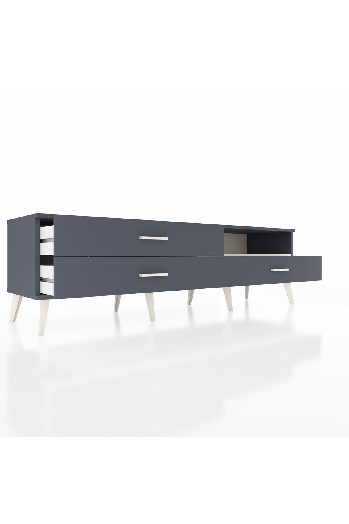 Hyperion TV Ünitesi Tek Raflı 3 Çekmeceli  176x44x51 Antrasit-Aytaşı/Antrasit