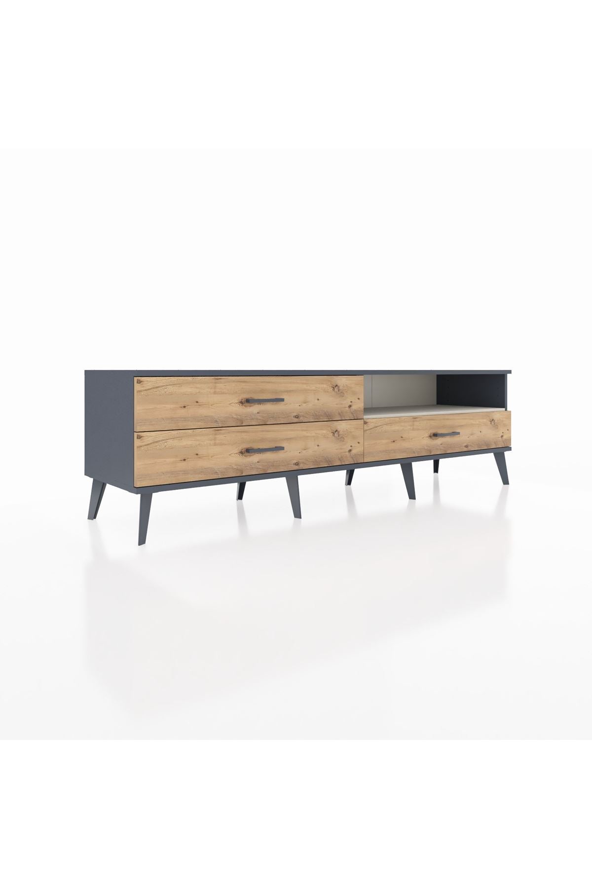 Hyperion TV Ünitesi Tek Raflı 3 Çekmeceli  176x44x51 Antrasit-Aytaşı/Çam