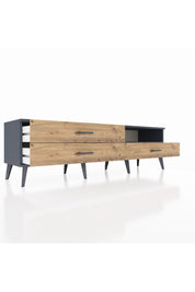 Hyperion TV Ünitesi Tek Raflı 3 Çekmeceli  176x44x51 Antrasit-Antrasit/Çam