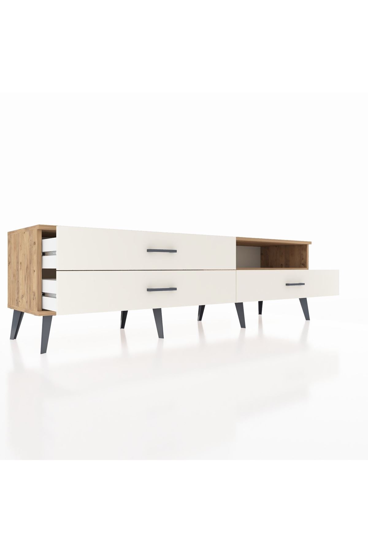 Hyperion TV Ünitesi Tek Raflı 3 Çekmeceli  176x44x51 Çam-Çam/Aytaşı