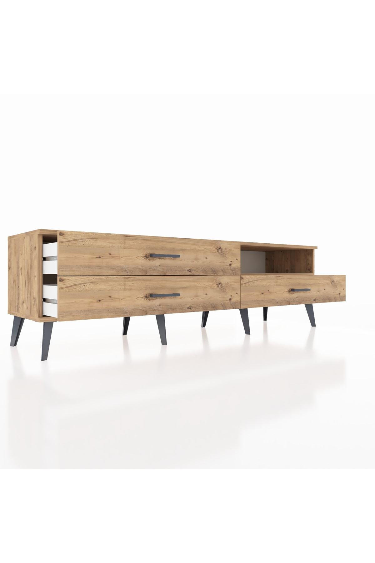 Hyperion TV Ünitesi Tek Raflı 3 Çekmeceli  176x44x51 Çam-Çam/Çam