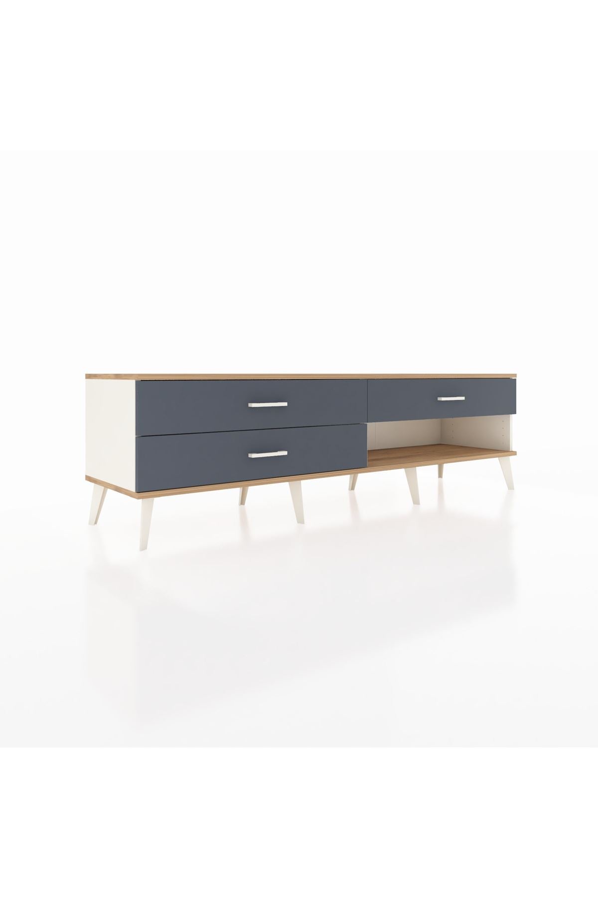 Hyperion TV Ünitesi 3 Çekmeceli  176x44x51 Aytaşı-Çam/Antrasit