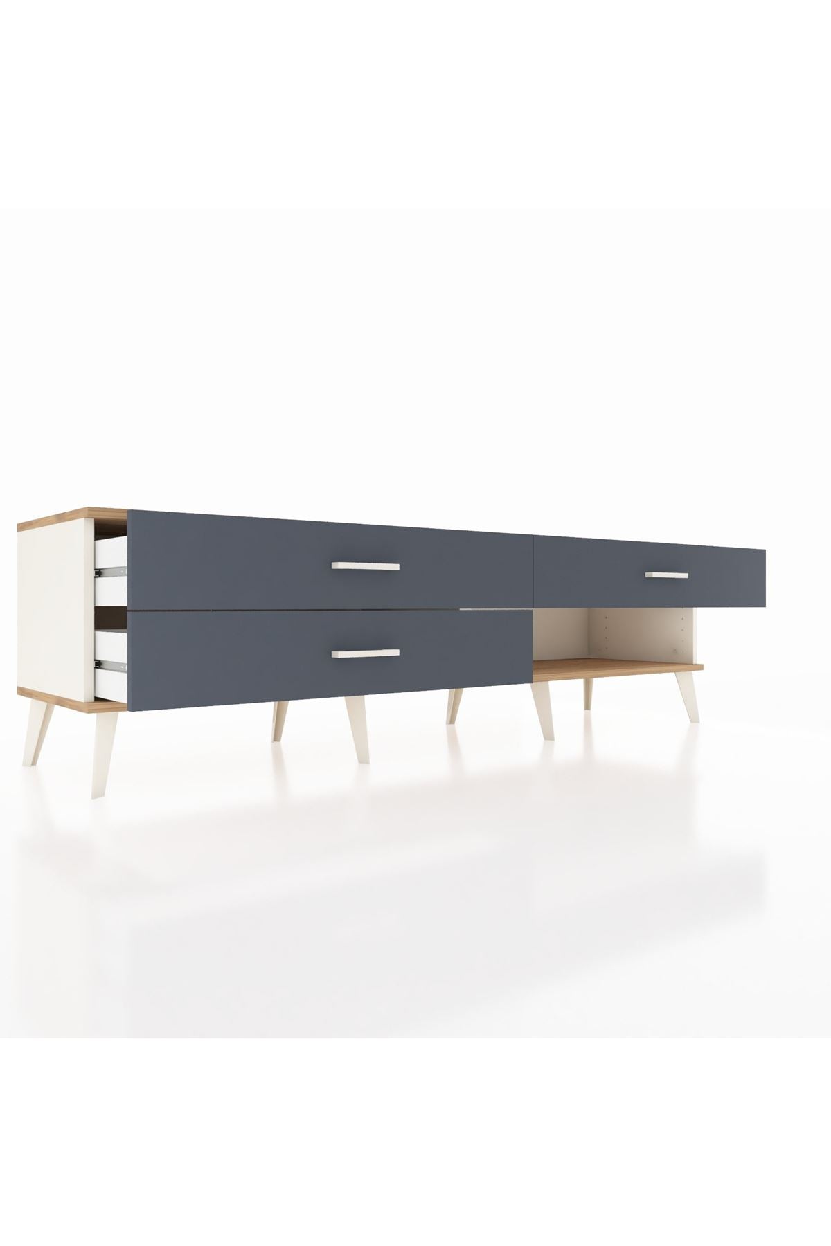 Hyperion TV Ünitesi 3 Çekmeceli  176x44x51 Aytaşı-Çam/Antrasit