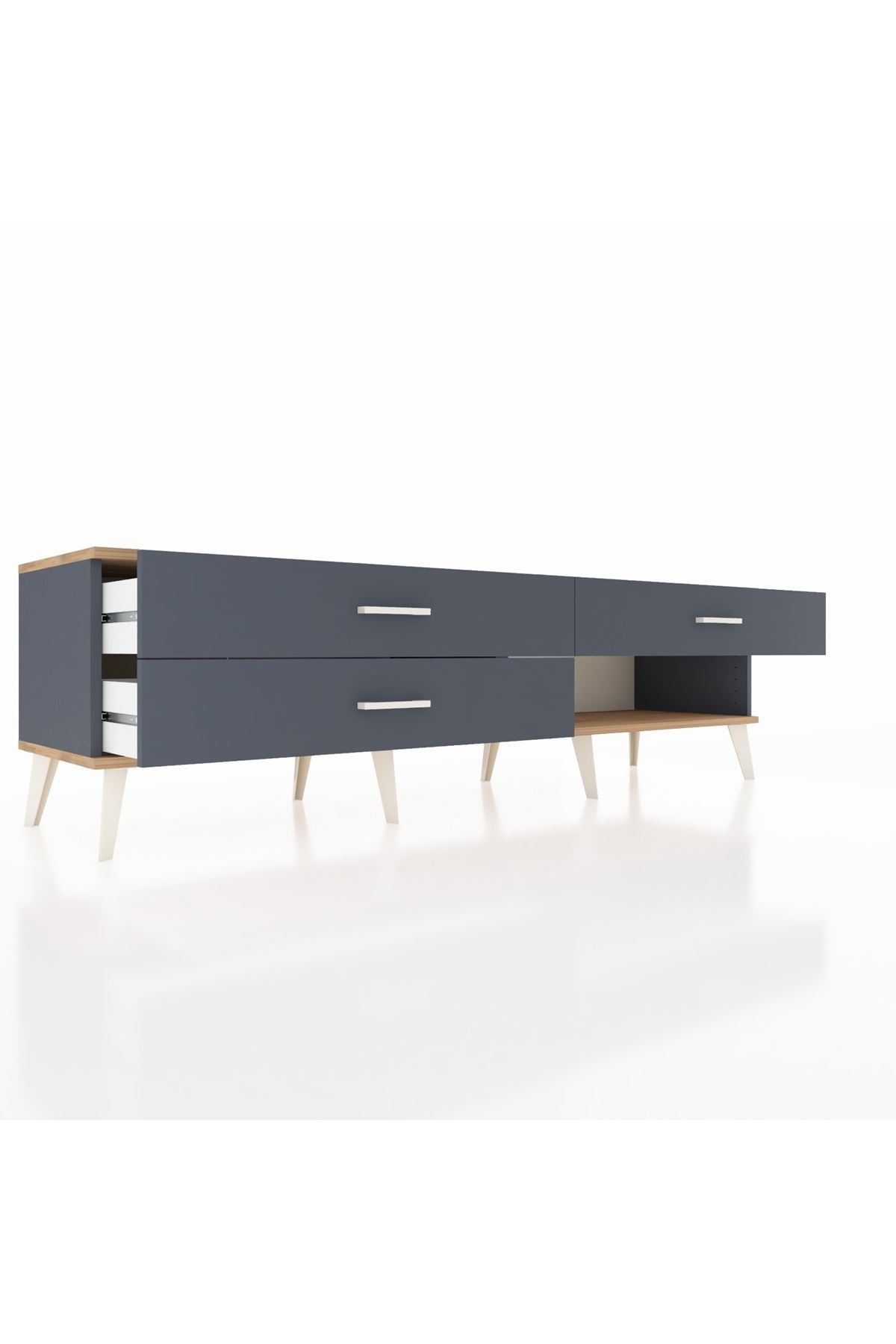 Hyperion TV Ünitesi 3 Çekmeceli  176x44x51 Antrasit-Çam/Antrasit