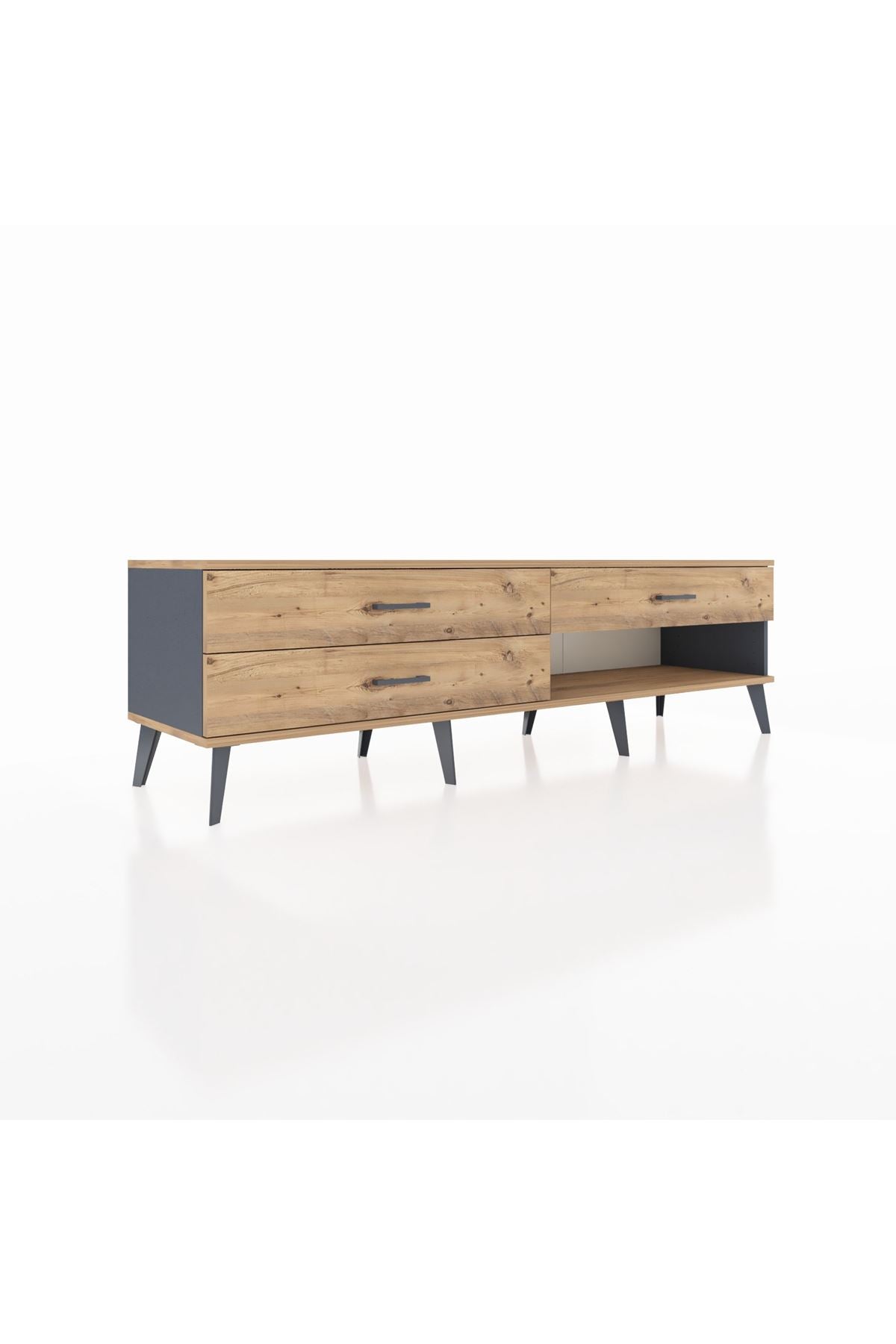 Hyperion TV Ünitesi 3 Çekmeceli  176x44x51 Antrasit-Çam/Çam