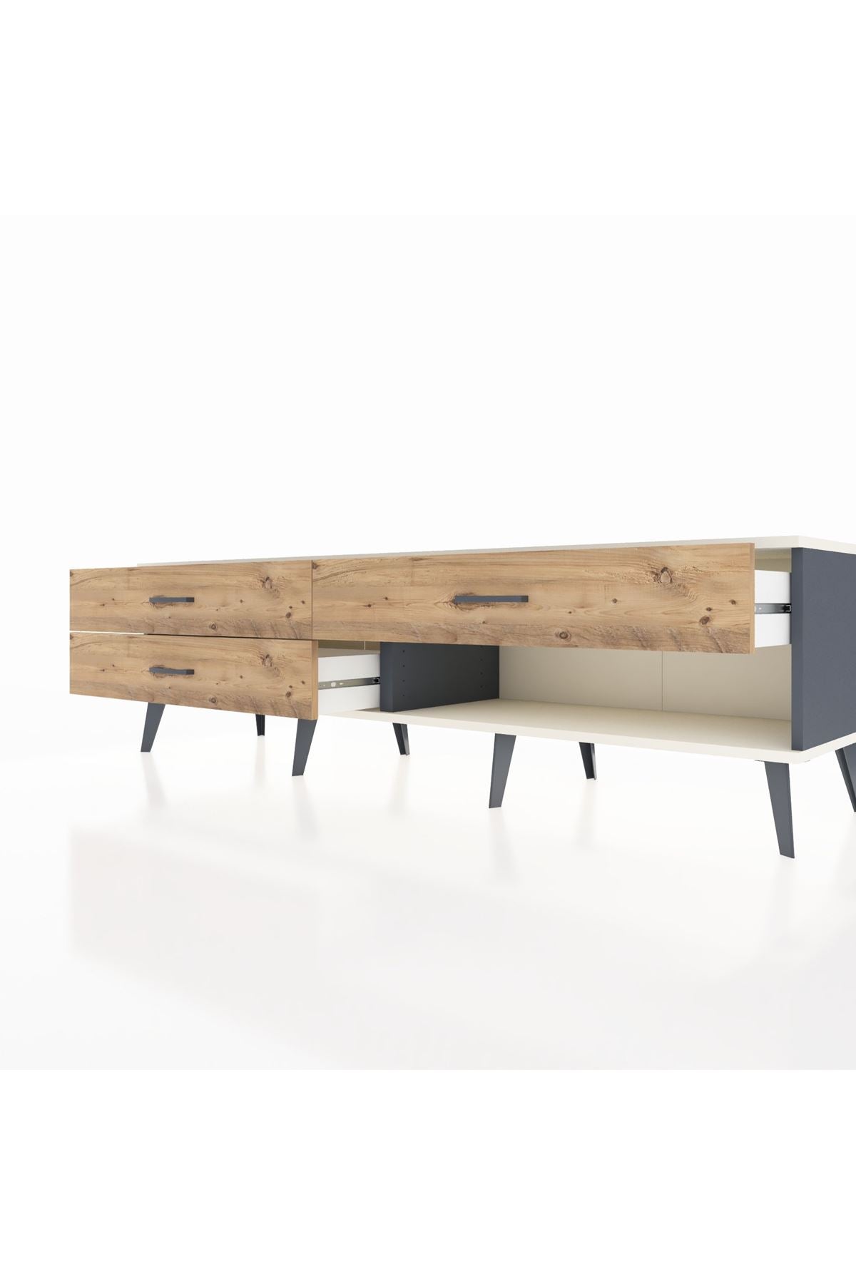 Hyperion TV Ünitesi 3 Çekmeceli  176x44x51 Antrasit-Aytaşı/Çam