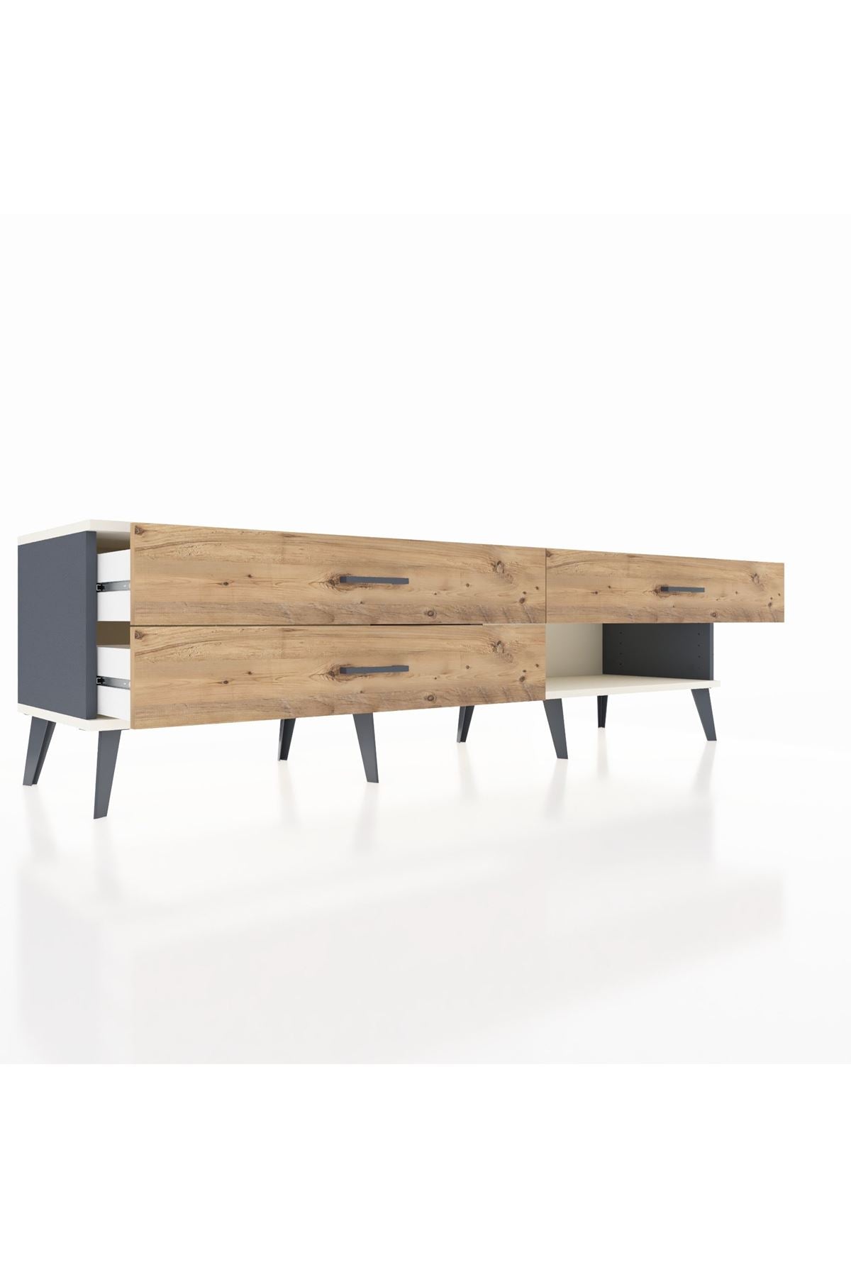 Hyperion TV Ünitesi 3 Çekmeceli  176x44x51 Antrasit-Aytaşı/Çam