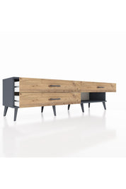 Hyperion TV Ünitesi 3 Çekmeceli  176x44x51 Antrasit-Antrasit/Çam