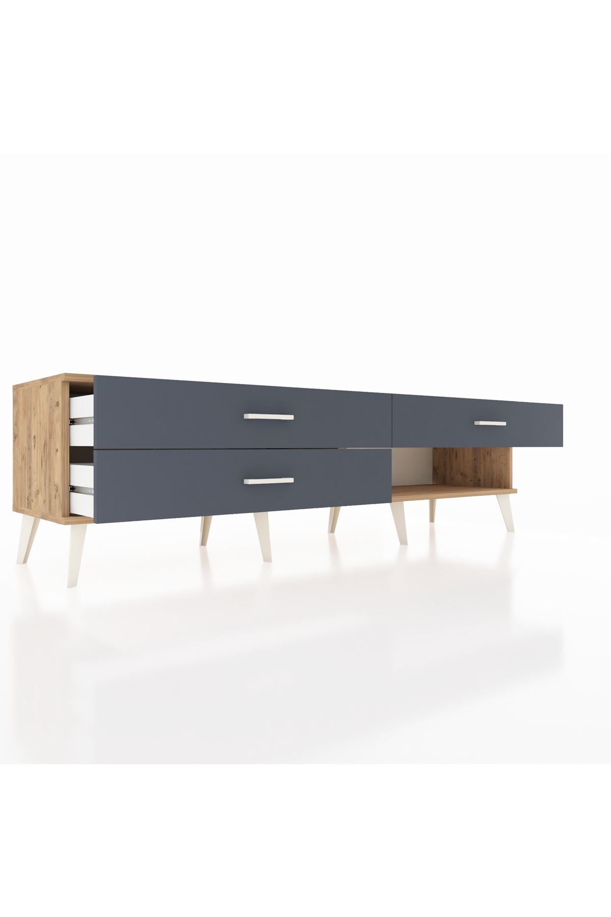 Hyperion TV Ünitesi 3 Çekmeceli  176x44x51 Çam-Çam/Antrasit