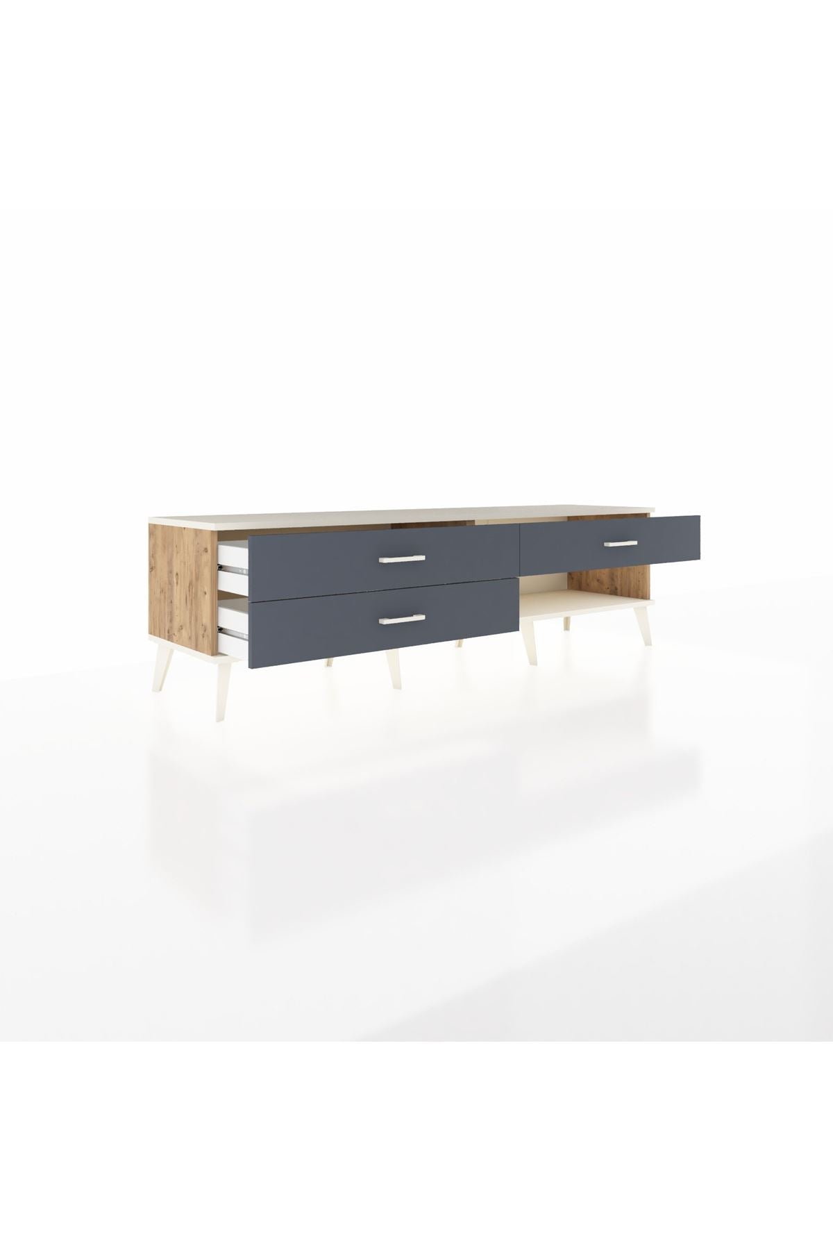 Hyperion TV Ünitesi 3 Çekmeceli  176x44x51 Çam-Aytaşı/Antrasit