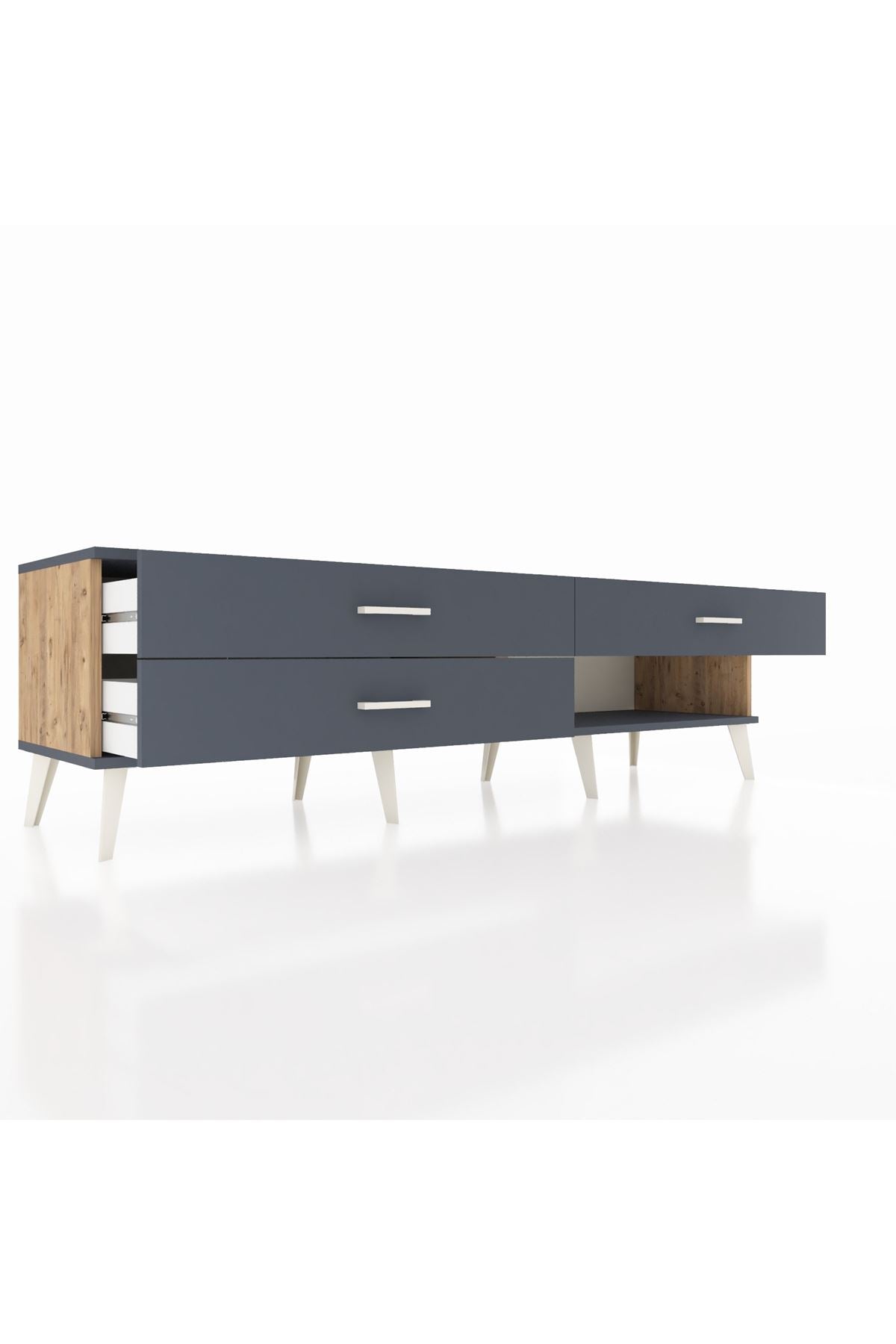 Hyperion TV Ünitesi 3 Çekmeceli  176x44x51 Çam-Antrasit/Antrasit