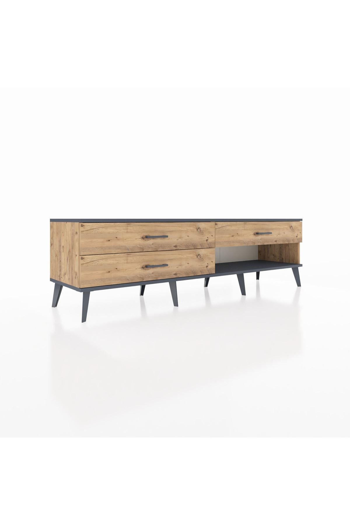 Hyperion TV Ünitesi 3 Çekmeceli  176x44x51 Çam-Antrasit/Çam