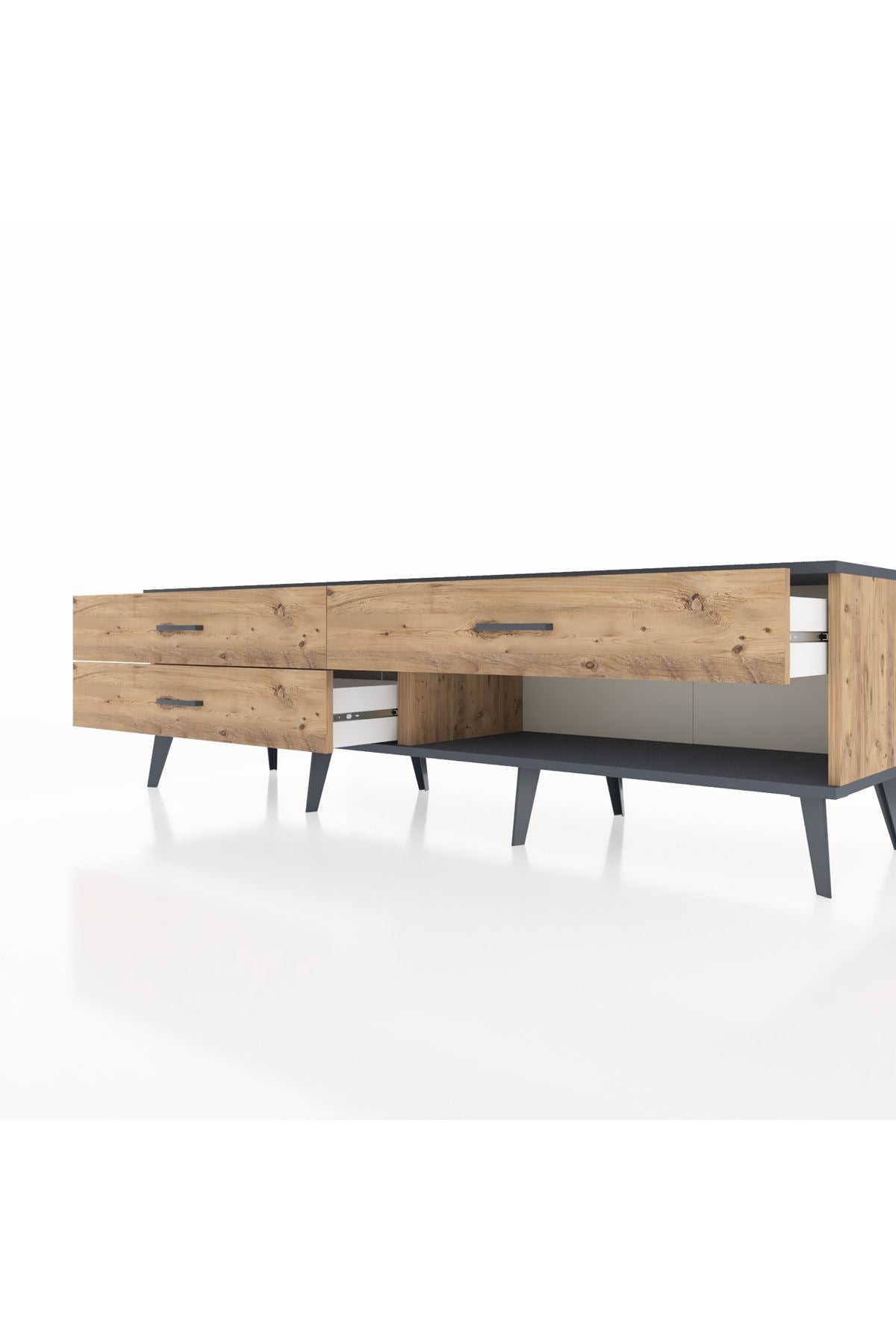 Hyperion TV Ünitesi 3 Çekmeceli  176x44x51 Çam-Antrasit/Çam