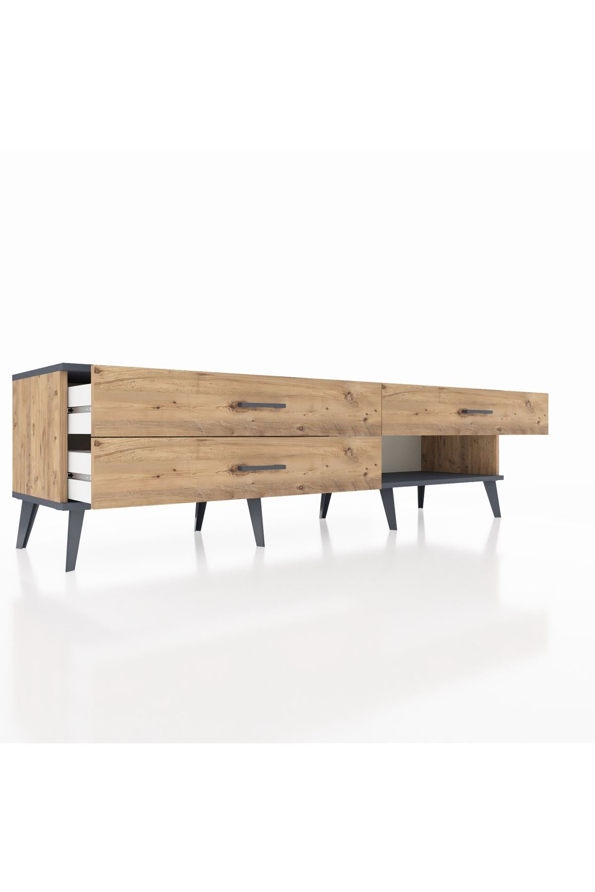 Hyperion TV Ünitesi 3 Çekmeceli  176x44x51 Çam-Antrasit/Çam