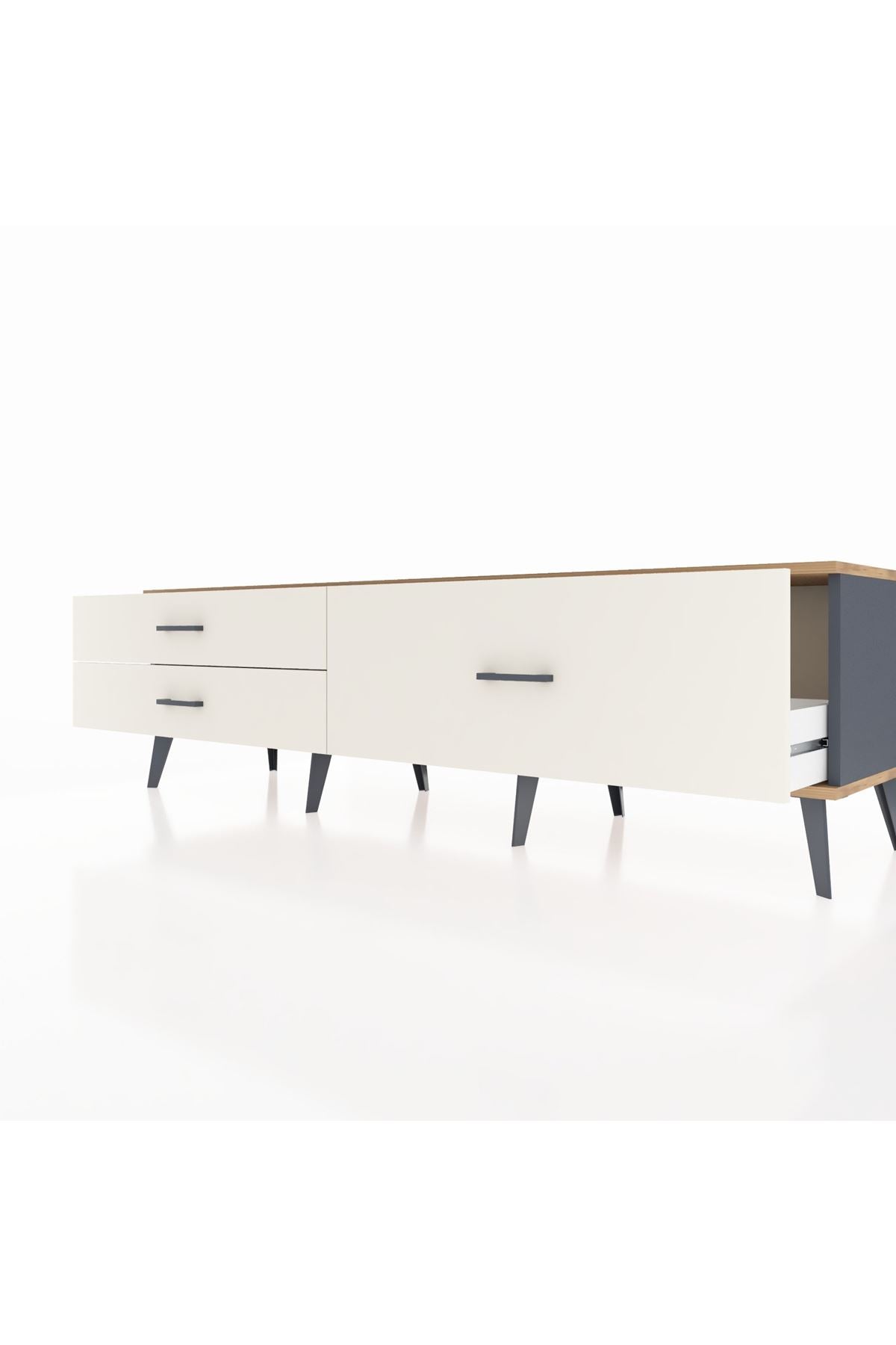 Hyperion TV Ünitesi 3 Çekmeceli  176x44x51 Antrasit-Çam/Aytaşı