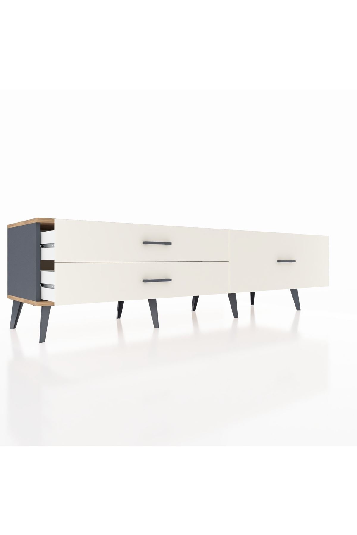 Hyperion TV Ünitesi 3 Çekmeceli  176x44x51 Antrasit-Çam/Aytaşı