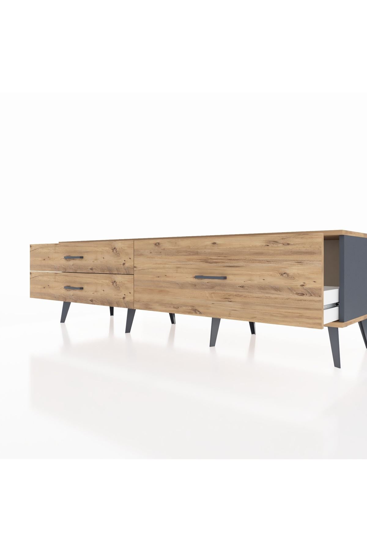 Hyperion TV Ünitesi 3 Çekmeceli  176x44x51 Antrasit-Çam/Çam