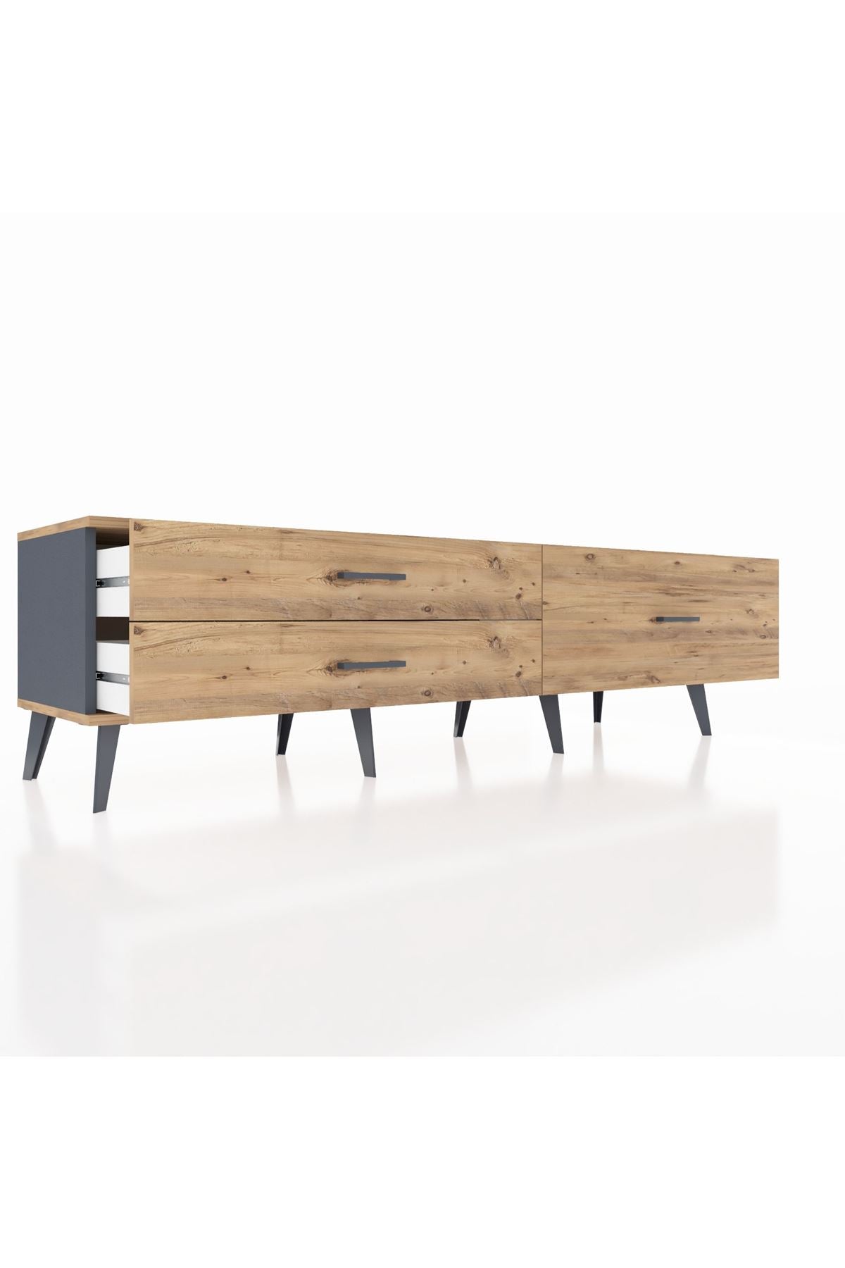 Hyperion TV Ünitesi 3 Çekmeceli  176x44x51 Antrasit-Çam/Çam