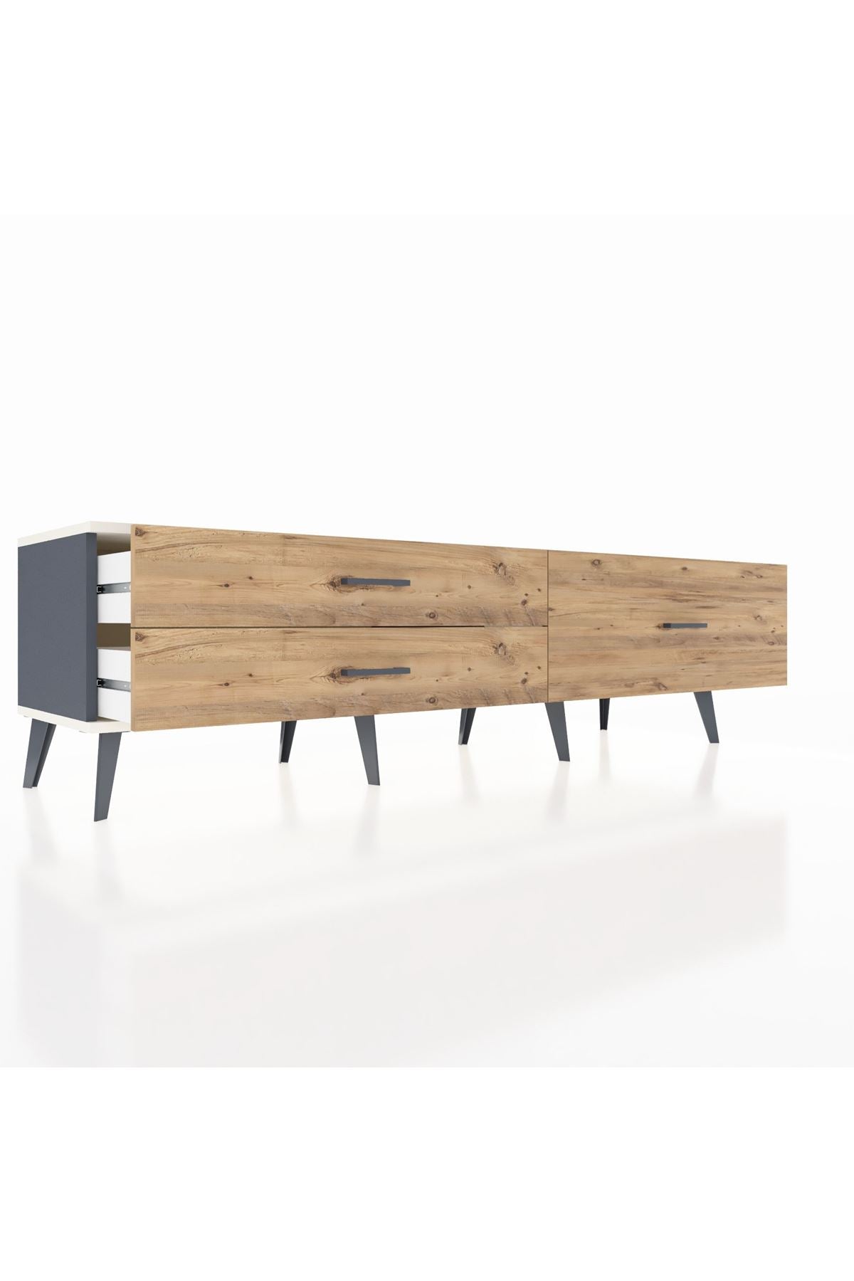 Hyperion TV Ünitesi 3 Çekmeceli  176x44x51 Antrasit-Aytaşı/Çam