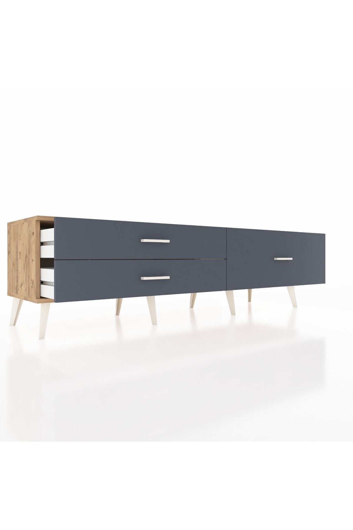 Hyperion TV Ünitesi 3 Çekmeceli  176x44x51 Çam-Çam/Antrasit