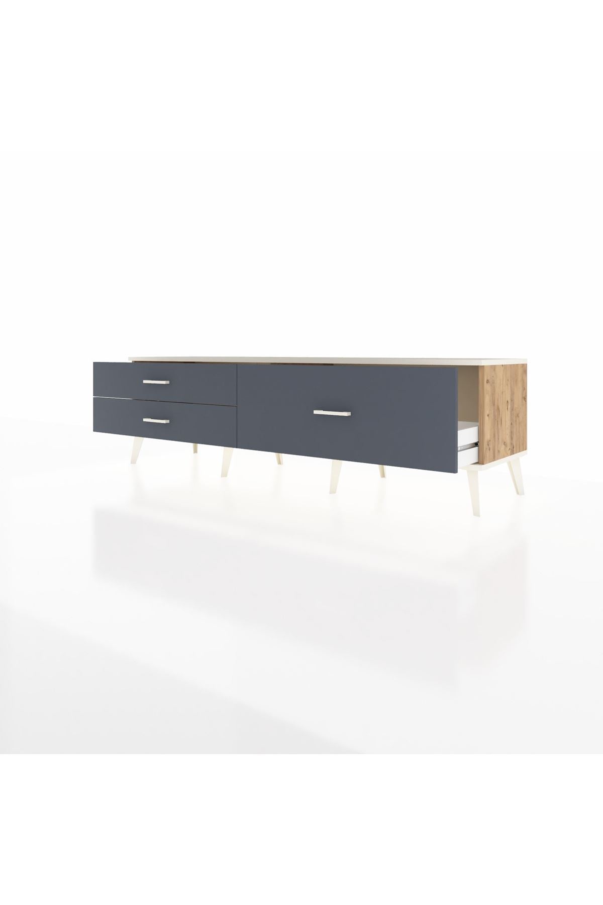 Hyperion TV Ünitesi 3 Çekmeceli  176x44x51 Çam-Aytaşı/Antrasit