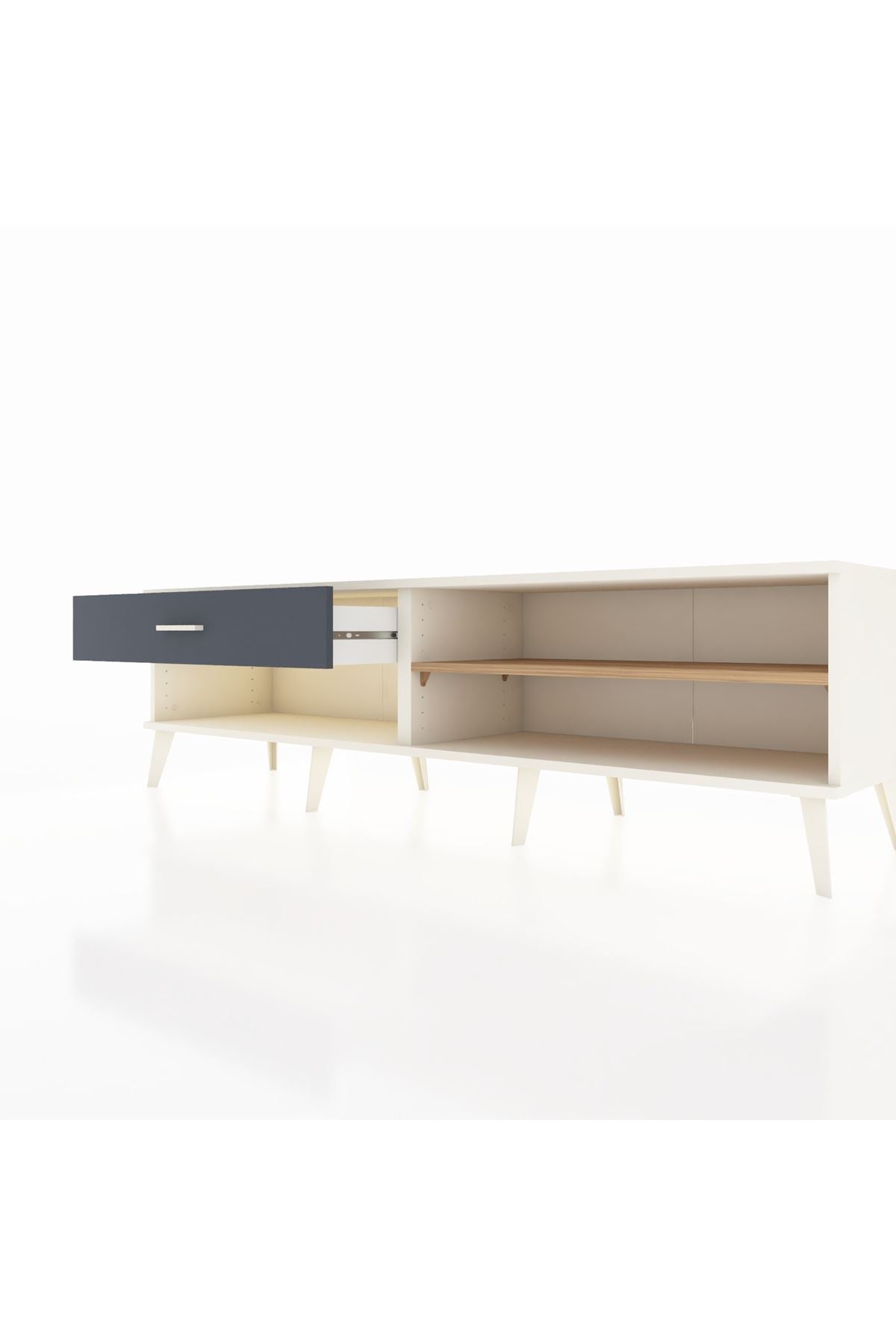 Hyperion TV Ünitesi Tek Raflı Tek Çekmeceli  176x44x51 Aytaşı-Çam/Antrasit