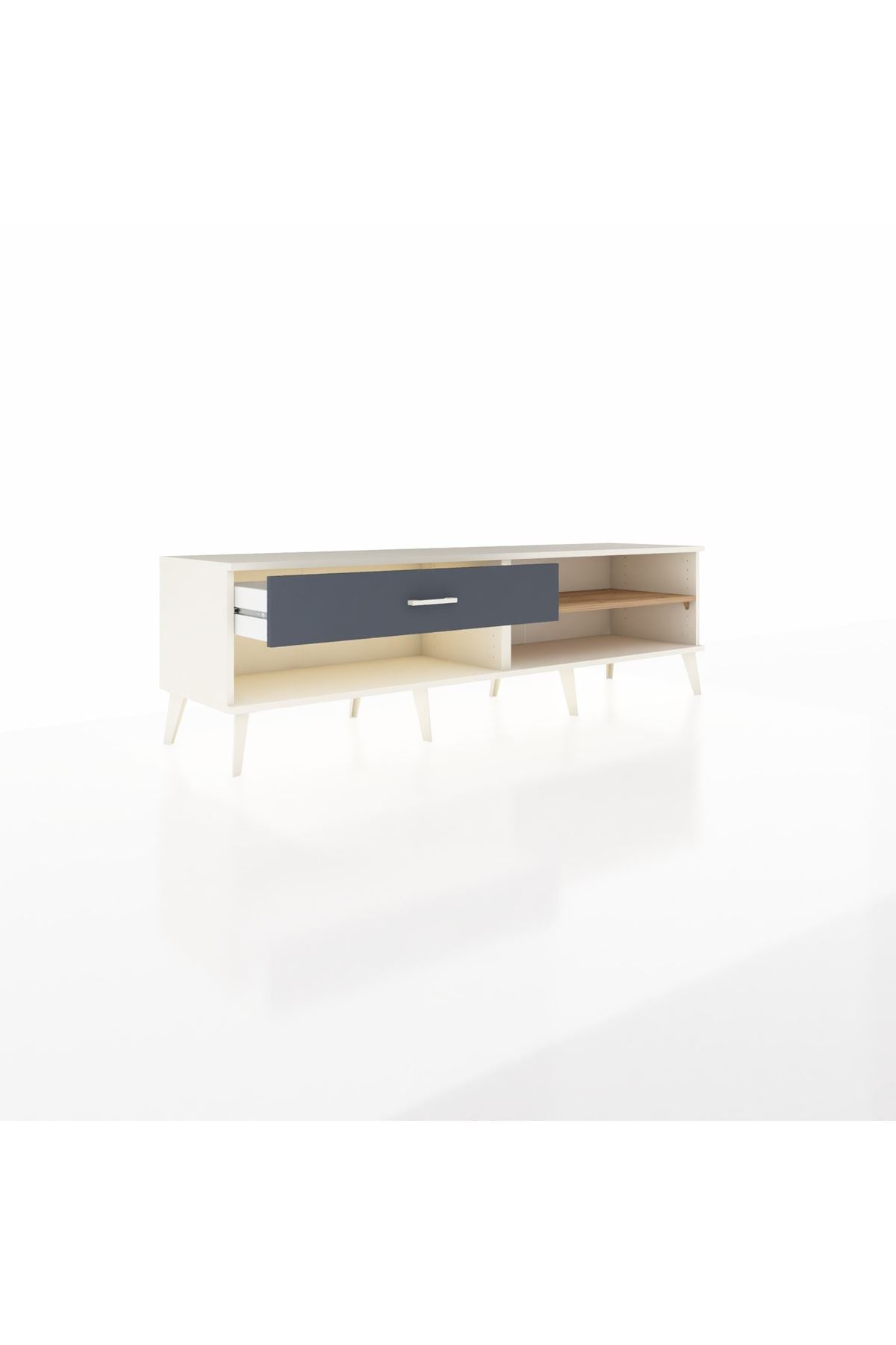 Hyperion TV Ünitesi Tek Raflı Tek Çekmeceli  176x44x51 Aytaşı-Çam/Antrasit