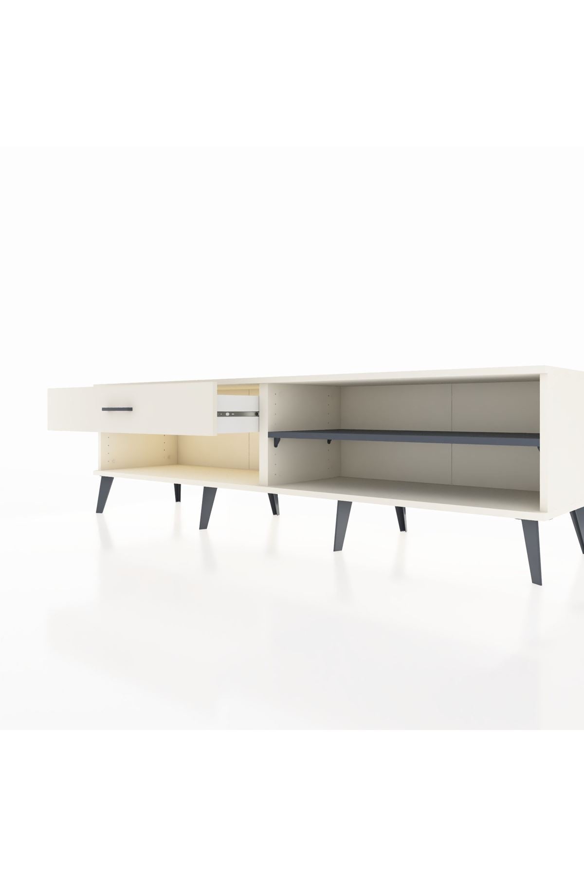 Hyperion TV Ünitesi Tek Raflı Tek Çekmeceli  176x44x51 Aytaşı-Antrasit/Aytaşı