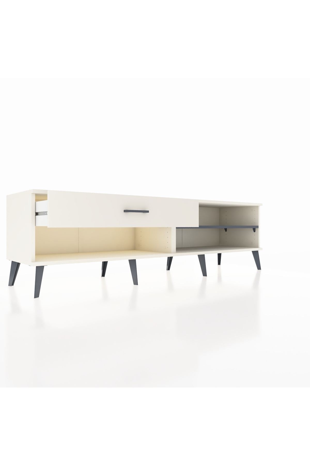 Hyperion TV Ünitesi Tek Raflı Tek Çekmeceli  176x44x51 Aytaşı-Antrasit/Aytaşı