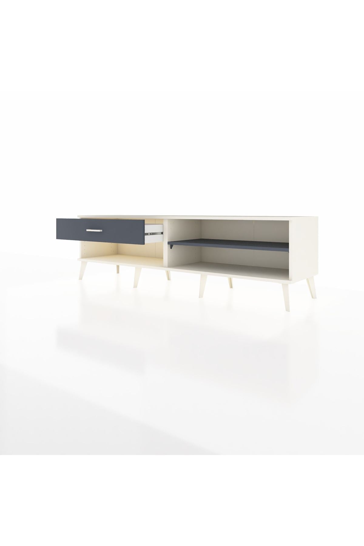 Hyperion TV Ünitesi Tek Raflı Tek Çekmeceli  176x44x51 Aytaşı-Antrasit/Antrasit